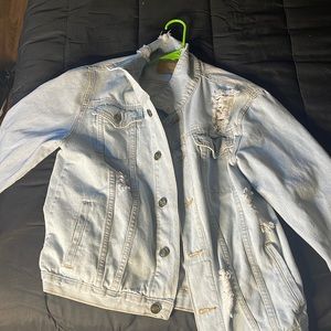 Large distressed jean jacket “light weight”